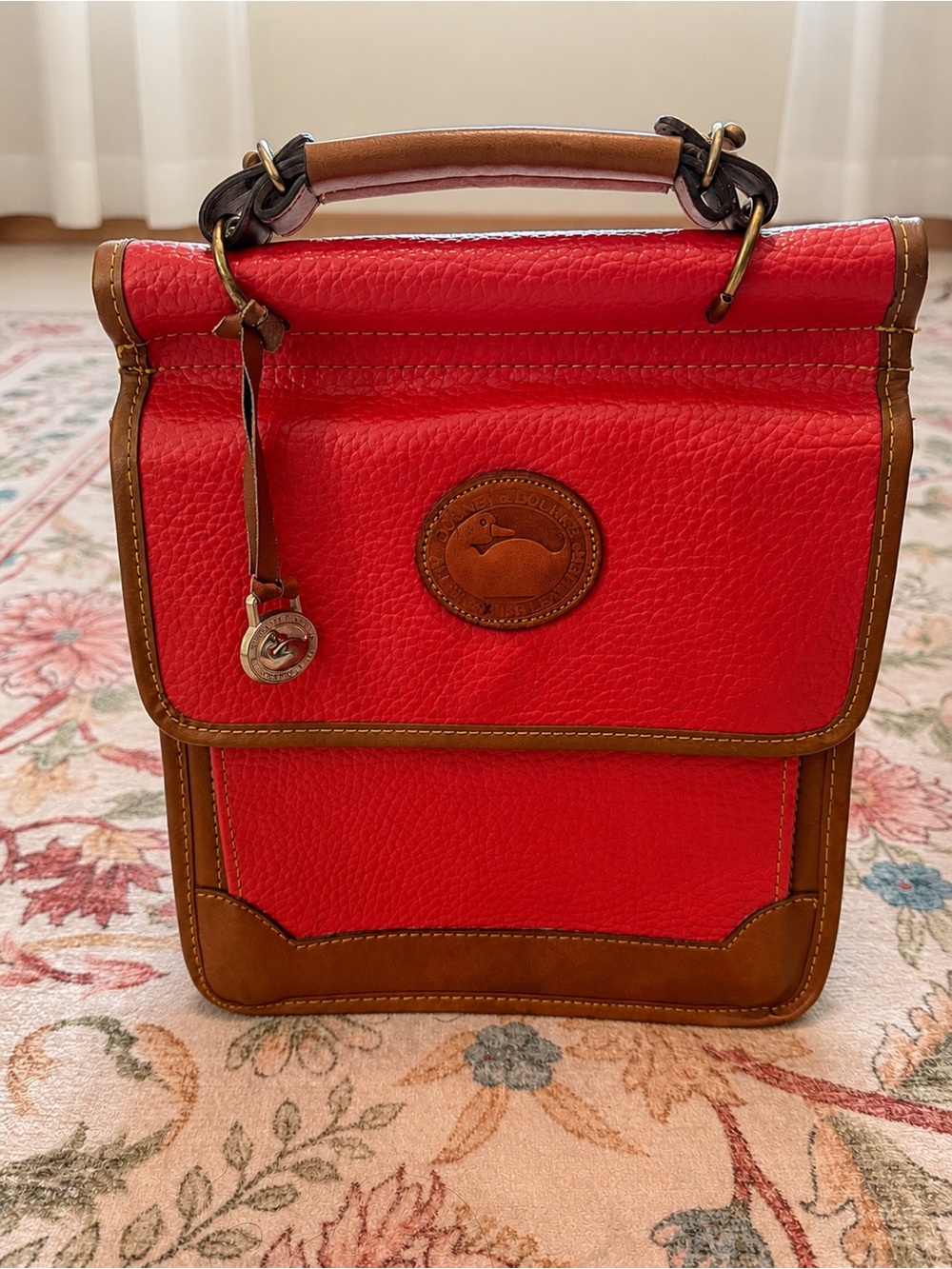 Dooney & Bourke Red and Brown Leather Messenger Bag - Picture 1 of 15